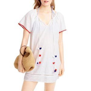 J Crew Beach Cover Up Swimsuit Pompom White Dress